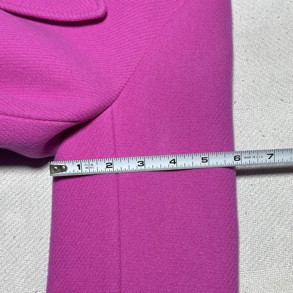 J Crew Majesty Peacoat Womens 4 Pink Stadium Cloth Wool Gold Double Breasted - Picture 14 of 15